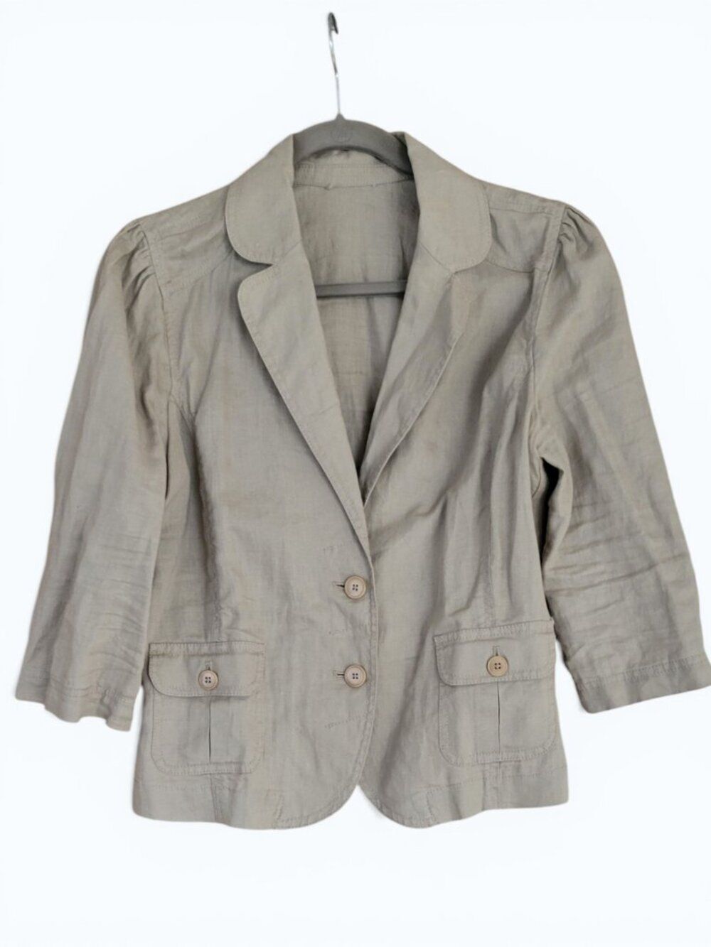 Vintage Juicy Couture 100% Linen Blazer Jacket Y2K  Beige Spring Staple Academia